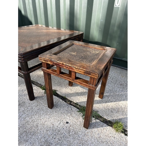 310 - A set of three Indian style hardwood coffee tables (large and two small)