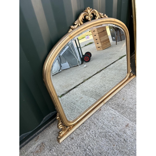 347 - A modern gold gilt over-mantle together with another gold framed mirror 126x100