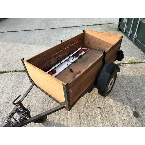 363 - A small car trailer with two light boards 88x153 load area