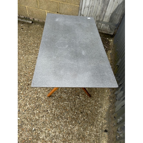 48 - An unusual mid century kitchen table with grey formica top and splayed legs possibly BY KANDYA 67x12... 