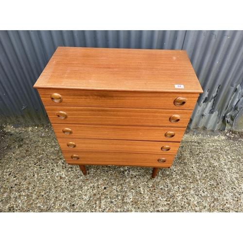 64 - A mid century teak chest of drawers 75x40 x92