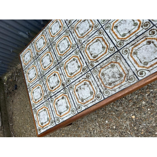 81 - A mid century teak tile top coffee table 120x85x 40