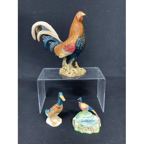 676 - Beswick cockerel no 2059, height 24cms, Beswick duck Figure and Beswick pheasant ashtray