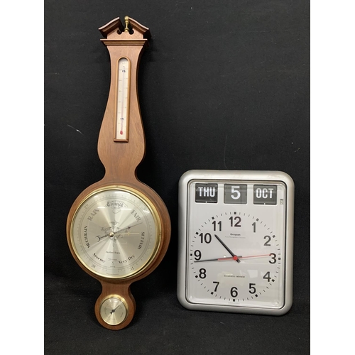 851 - Shortland Bowen wall barometer and automatic calendar clock working