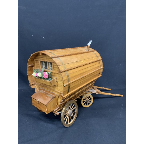 852 - Large Romany Gypsy Caravan Model, height 40 cms, length to end of shafts 74 cms