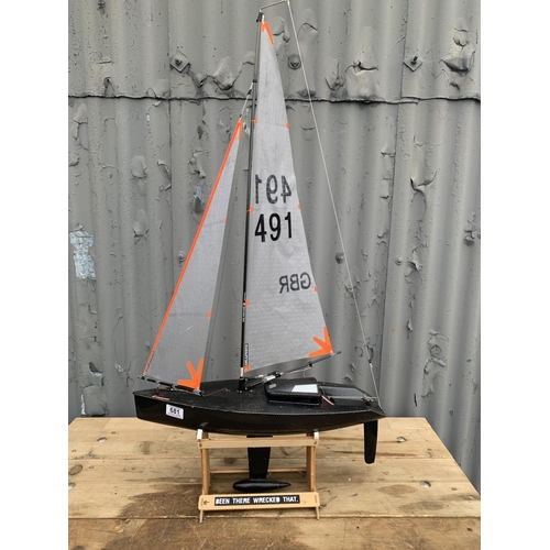 465B - A Graupner graphite radio control model yacht, height 100 x length 53 cms