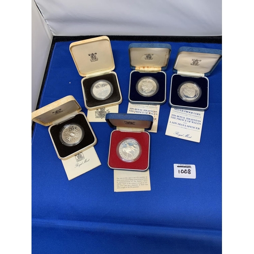 1008 - 5 GB Silver Proof Crowns, Total Silver weight 141.38 gms