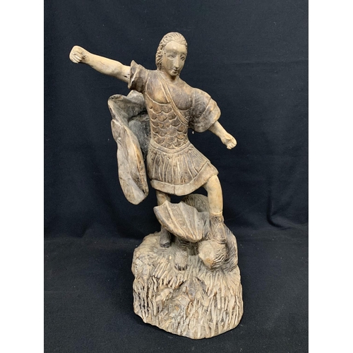 578 - Large carved wooden figure of Warrior, height 55cms