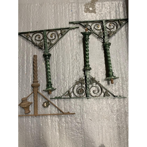 580 - Early Victorian Wrought iron hangers from a church, each section approx 53cms