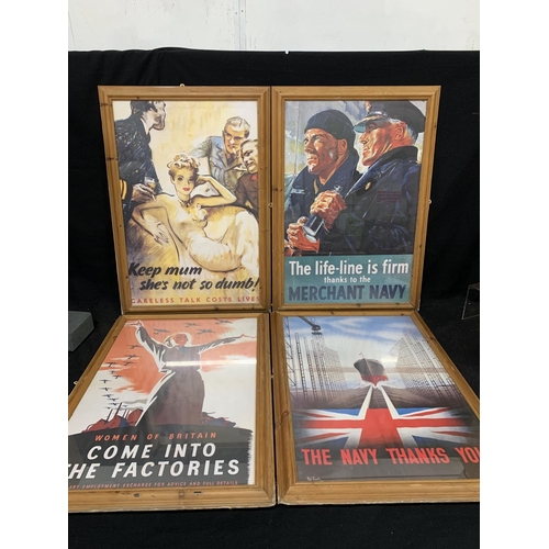 768 - 4 framed wartime posters, each 56 x 80cms overall