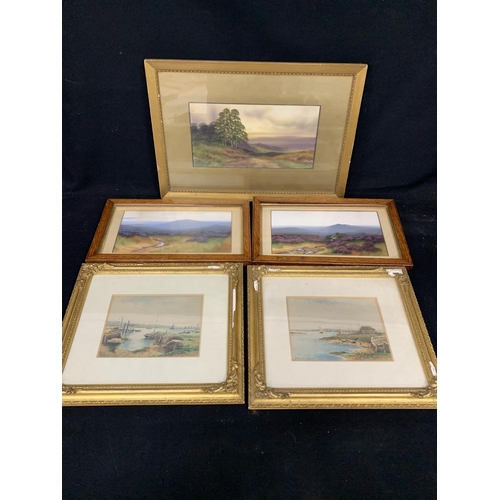 772 - Five framed watercolours, two signed J Whitehead ARCA