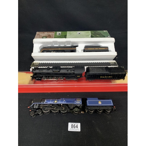 864 - 3 OO Gauge Locos, Hornby Canadian Pacific, Rivarossi Nickel plate road boxed and Hallmark Lionel 746... 