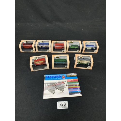 870 - Set of 8 Oxford N Scale buses boxed