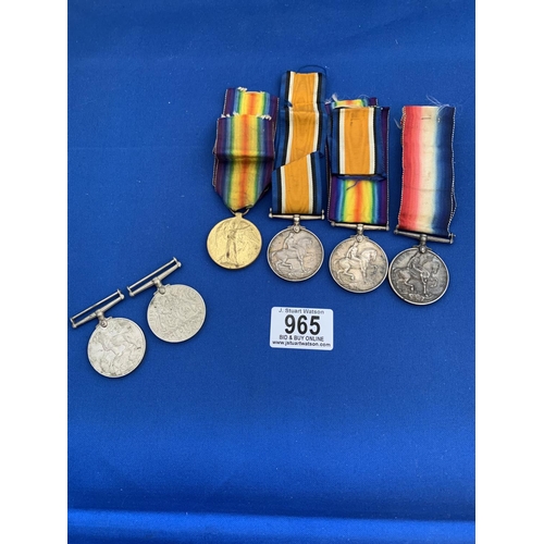 965 - Four WW1 Medals: From the left 24868 Pte.C.Smith.E.Kent.R, 24868Pte.C.Smith.E.Kent.R., TF-3678Pte.W.... 