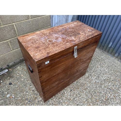 121 - A heavy hardwood campaign chest 92x 45 x90