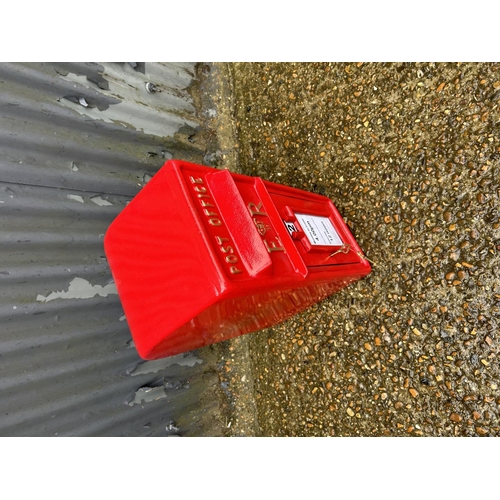 160 - A reproduction red metal letter box with keys