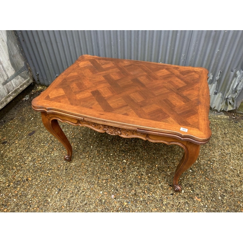 161 - A french drawer leaf dining table with parquetry top 118x83 cm