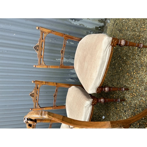 166 - A set of four victorian dining chairs together with two other balloon back chairs