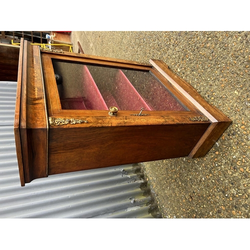 168 - A victorian mahogany pier cabinet with gold gilt mounts and red velvet interior  83x30x104