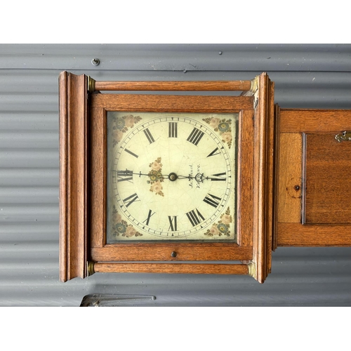 194 - An oak cased long-case clock by local maker J FRENCH OF YALDING