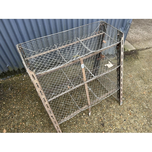 211 - A vintage galvanised and iron framed veg rack 92x38x100