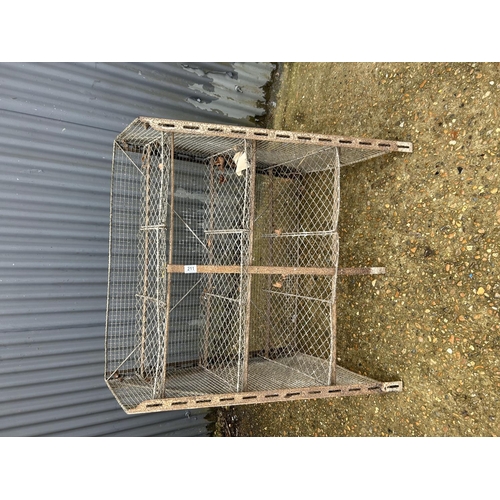 211 - A vintage galvanised and iron framed veg rack 92x38x100