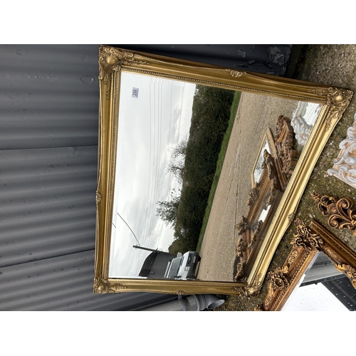 250 - A very large gold gilt framed mirror 130x100 together with 6 other ornate mirrors