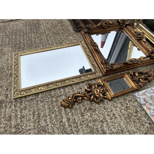 250 - A very large gold gilt framed mirror 130x100 together with 6 other ornate mirrors