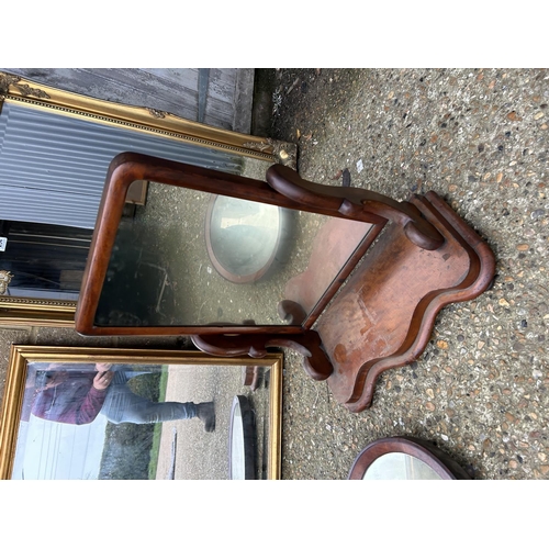 254 - Two large gold gilt framed mirrors together with victorian swing mirror and oval mirror