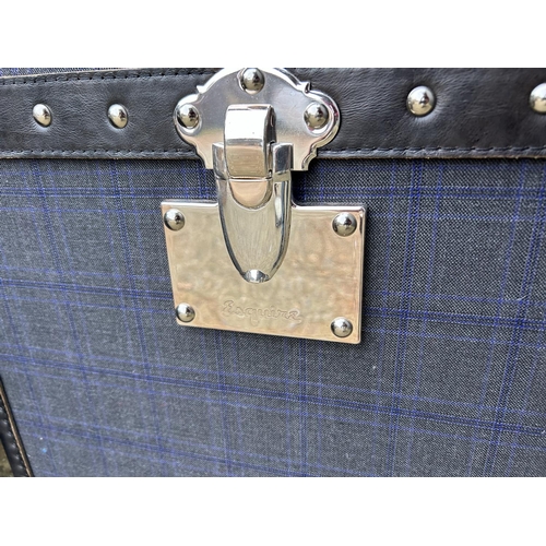 256 - A pair of blue tartan pattern trunk boxes by ESQUIRE 49X43X67