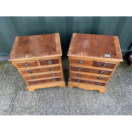 271 - A pair of reproduction yew miniature chests of five drawers 40x30x56