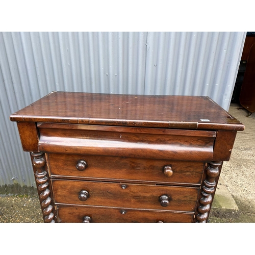 296 - A victorian mahogany scotch chest of five drawers 112x50x130