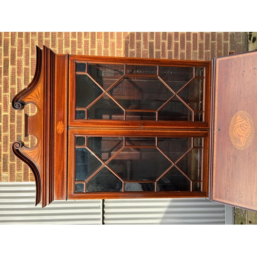 316 - A Victorian mahogany bureau bookcase with satinwood inlay