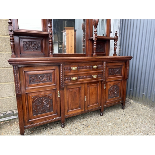 81 - A very large edwardian mahogany mirror back sideboard 183x55x235