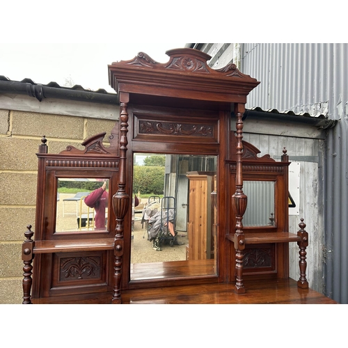 81 - A very large edwardian mahogany mirror back sideboard 183x55x235