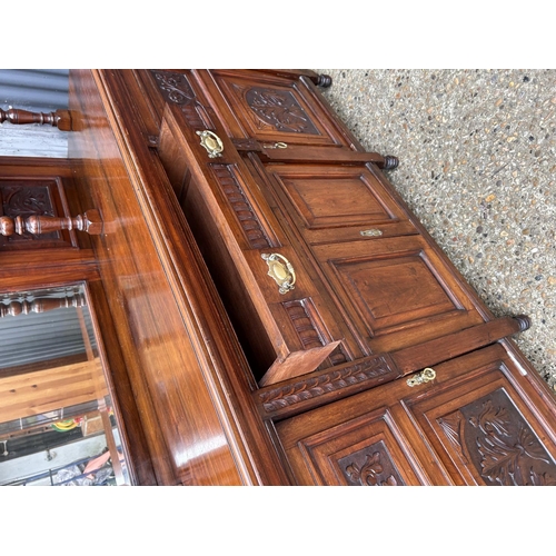 81 - A very large edwardian mahogany mirror back sideboard 183x55x235