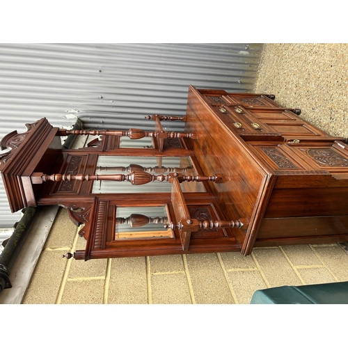 81 - A very large edwardian mahogany mirror back sideboard 183x55x235