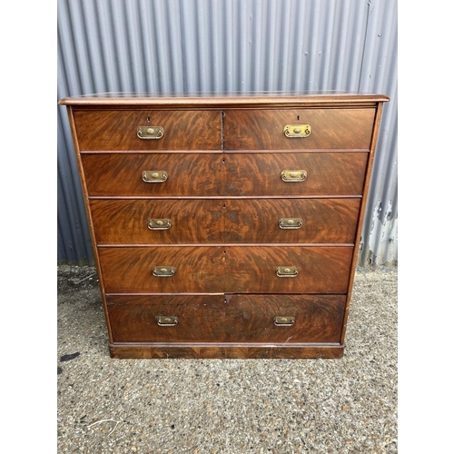 34 - A large Victorian mahogany chest of 6 drawers 116 cms, wide