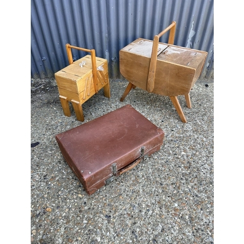 54 - Case and two retro sewing boxes