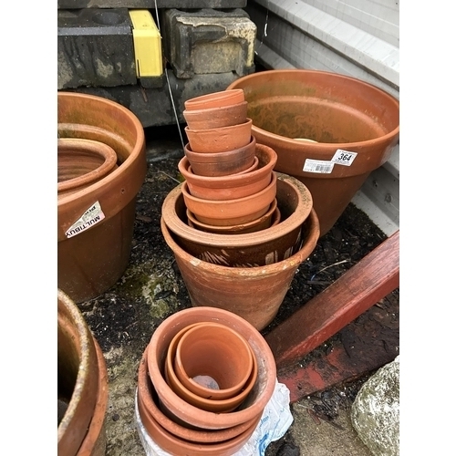 364 - Collection of terracotta pots, assorted sizes