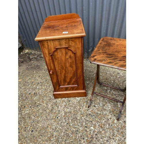 131 - A Victorian mahogany bedside together with a mahogany folding table and one other table