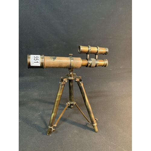 551 - Table top brass telescope, height 30cms