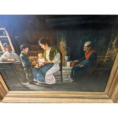 312 - A large gold gilt framed oil painting 122x100