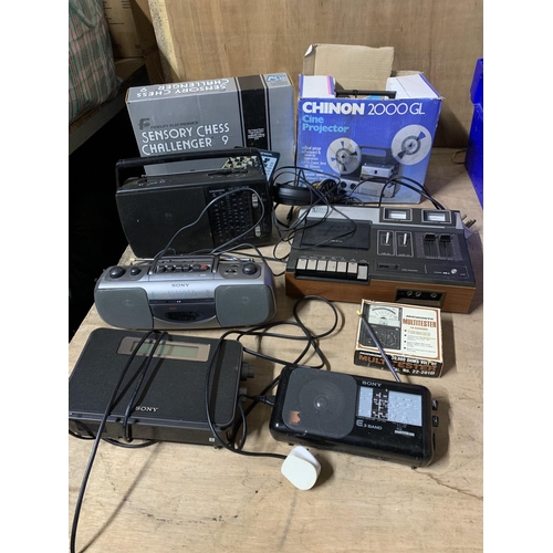 1009 - Four Radios, Sanyo Tape Deck, projector and chess game