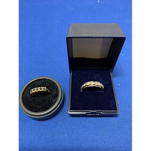 855b - 9ct Five Stone Sapphire Ring, Size P and 9ct Gold & Silver Eternity Ring, Size P, total weight 3.9 g... 