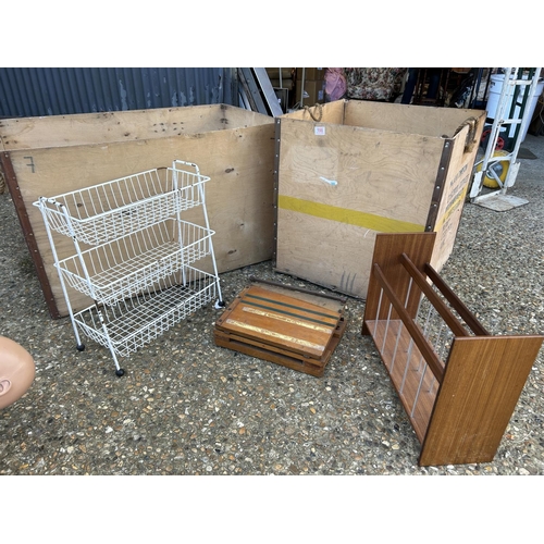 100 - 2 large vintage crates, 2 racks and a gullitine