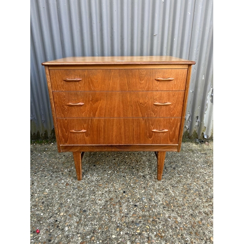 125 - Mid century teak set of three drawers, 77 x 74 x 45cms