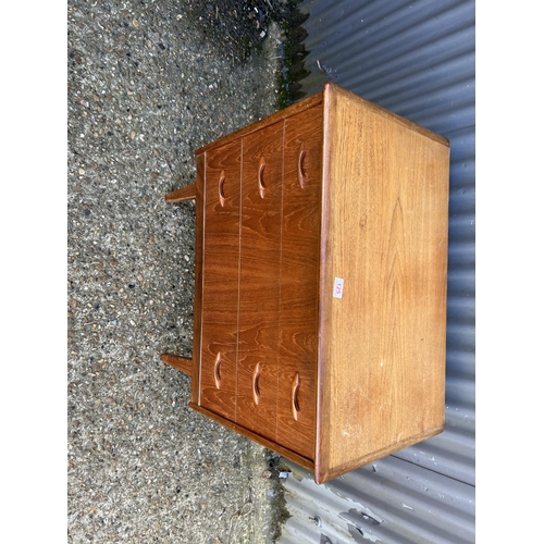 125 - Mid century teak set of three drawers, 77 x 74 x 45cms