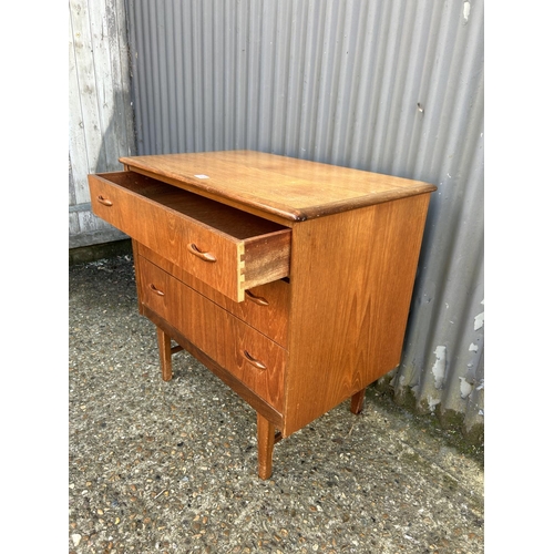 125 - Mid century teak set of three drawers, 77 x 74 x 45cms