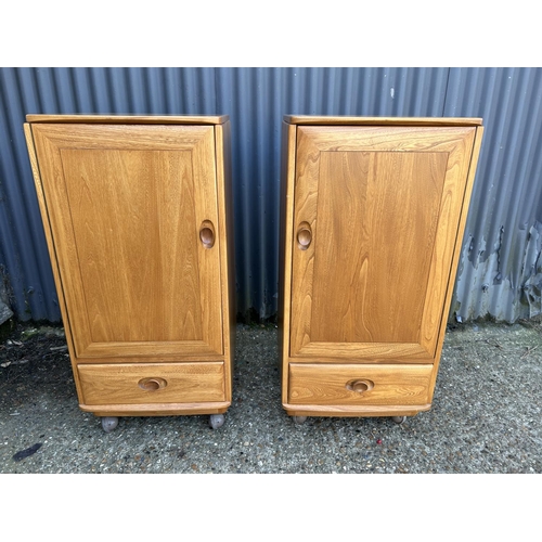 128 - Pair of Ercol light Elm hi fi cabinets